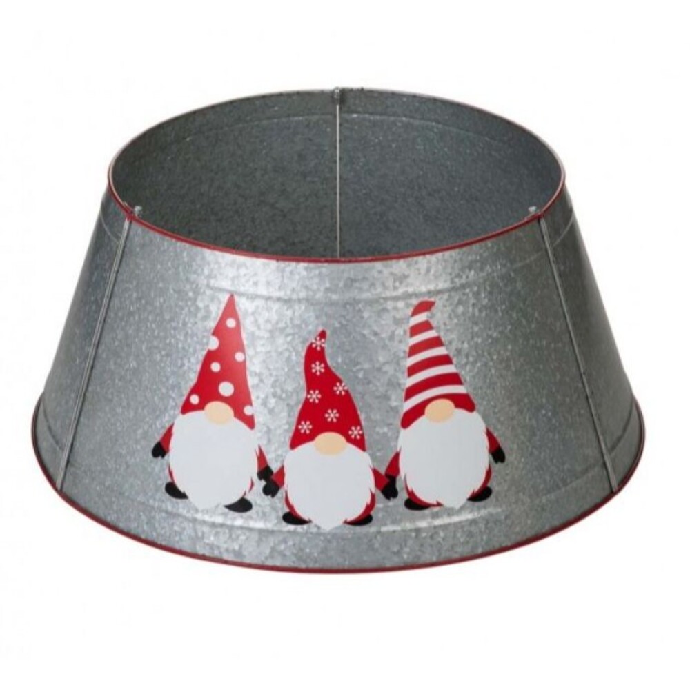Glitzhome 26"D Christmas Galvanized Metal Gnomes Tree Collar